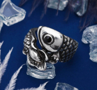 Кольцо "Рыбка", цвет чернёное серебро