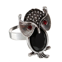 Кольцо "Сова", цвет черненное серебро