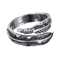 Кольцо "Перышко", цвет чернёное серебро
