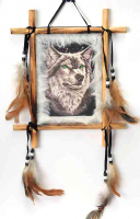 Ловец снов "Волк" в деревянной рамке